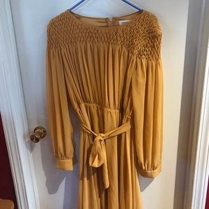 Calvin Klein gold dress with pleats